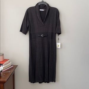 Calvin Klein Gray V-Neck Collared Dress Size Large